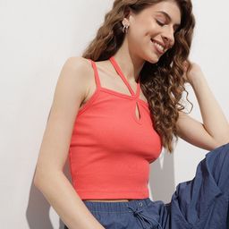 DressBerry Radiant Red Girlcore Cutie Tie-n-Rib Crop Top-image-22