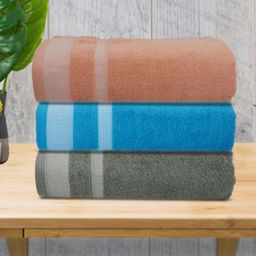 Athom Living Peach Blue 3 Pieces 400 GSM Cotton Bath Towels-28