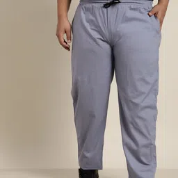 SOJANYA PLUS Men Grey Solid Pure Cotton Track Pants-image-1