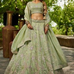 panchhi Embellished Sequinned Semi-Stitched Lehenga & Unstitched Blouse With Dupatta-picture-58