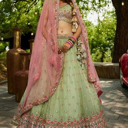 panchhi Embellished Sequinned Semi-Stitched Lehenga & Unstitched Blouse With Dupatta-picture-30