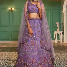 panchhi Embroidered Sequinned Semi-Stitched Lehenga & Unstitched Blouse With Dupatta-picture-33