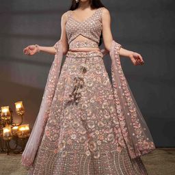 panchhi Embroidered Sequinned Semi-Stitched Lehenga & Unstitched Blouse With Dupatta-image-75
