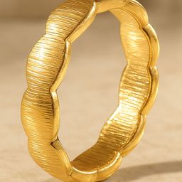 Rubans 18K Gold Plated Stainless Steel Tarnish Free Waterproof Wavy Textured Bracelet-picture-47