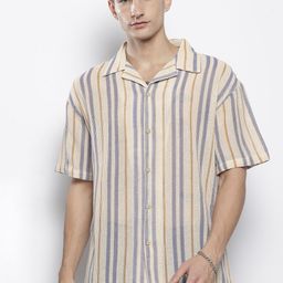 The Indian Garage Co Men Textured Open Weave Knitted Relaxed Fit Shirt-image-84
