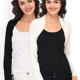 Espresso Womens Pack of 2 Black & Off White Shrugs-35