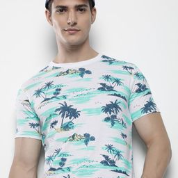 The Indian Garage Co Men White & Blue Printed T-shirt-image-43