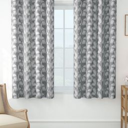 Story@home Azurio Grey & White 2 Pieces Printed Jacquard Room Darkening Window Curtains-29
