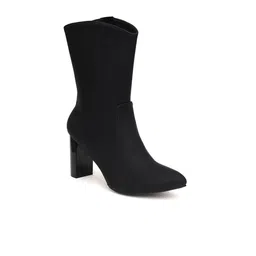 Sherrif Shoes Women Block Heeled Pointed Toe Mid-Top Winter Boots-33