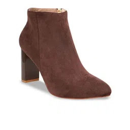 Sherrif Shoes Women Block Heeled Pointed Toe Mid-Top Winter Boots-28