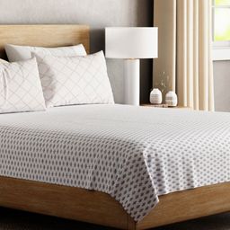 Eyaas Grey & White Floral 200 TC Cotton King Bedsheet With 2 Pillow Covers-image-14