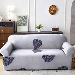 Aura Lavender & Grey Printed Double Seater Sofa Cover With Arms-image-56