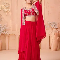 MADHURAM Embroidered Sequinned Ready To Wear Lehenga With Choli & Shrug-picture-6