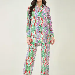 First Resort by Ramola Bachchan Long Sleeves Printed Shirt With Trouser-picture-39