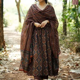 KALINI Selection Of 2 Printed V Neck Anarkali Kurtas With Trousers And Dupattas-7
