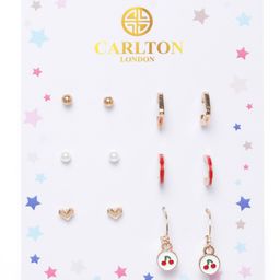 Carlton London Pack Of 12 Rose Gold-Plated Pearls Contemporary Studs-4