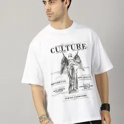 THE HOLLANDER Round Neck Typography Printed Cotton Drop-Shoulder Sleeves Oversized T-shirt-image-88