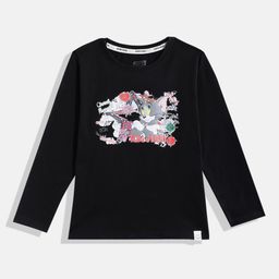 Happy Faces Girls Tom & Jerry Printed Pure Cotton T-shirt-image-81
