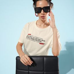 The Roadster Lifestyle Co. Women Off-White Pure Cotton Ramble Better Slogans T-shirt-image-40