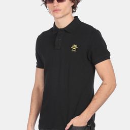 U S Polo Assn Men Black Solid Polo Collar Slim Fit T-shirt-image-59