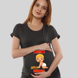 SillyBoom Women Charcoal Extended Sleeves Applique T-shirt-image-51