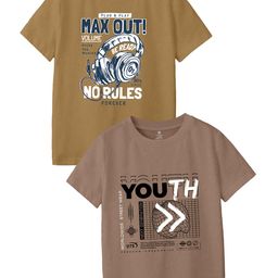 CODEZ Boys Pack Of 2 Round Neck Typography Printed T-shirts-36