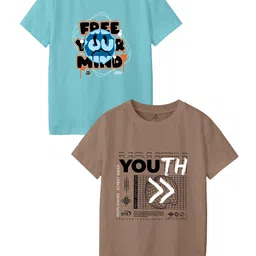 CODEZ Boys Pack Of 2 Round Neck Typography Printed T-shirts-picture-58