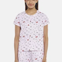 Dreamz by Pantaloons Women Pink & Black Printed Night suit-image-91