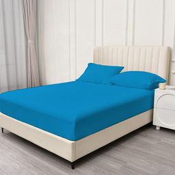 Trance Home Linen Blue 400 TC Cotton Single Bedsheet with 1 Pillow Covers-image-91