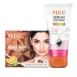 VLCC Anti Tan Facial Kit 60g & Bright Glow Serum Face Wash 100ml image 1