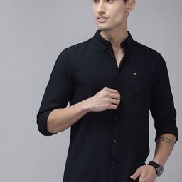 THE BEAR HOUSE Men Navy Blue Slim Fit Casual Shirt-image-4