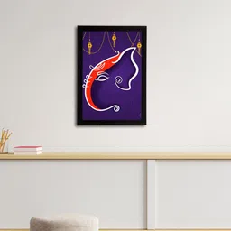 eCraftIndia Violet & Red Lord Ganesha Satin Matt Textured UV Wall Art-image-67