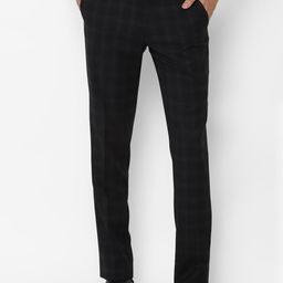 SIMON CARTER LONDON Men Black Slim Fit Checked Formal Trousers-image-58