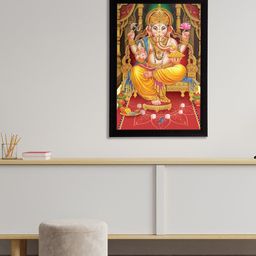 eCraftIndia Yellow & Red Lord Ganesha Satin Matt Texture UV Wall Art-image-49