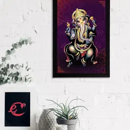 eCraftIndia Purple & Blue Lord Ganesha Satin Matt Textured UV Wall Art-image-54
