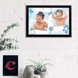 eCraftIndia Blue & Beige Cute Baby Satin Matt Textured UV Wall Art-image-94