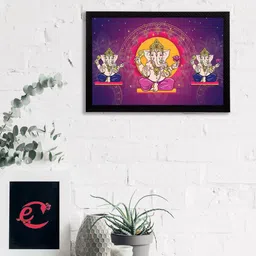eCraftIndia Purple & Blue Lord Ganesha Satin Matt Texture UV Wall Art-image-70