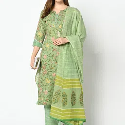 Azira Women Green Printed Kurta with Palazzos & Dupatta-picture-24