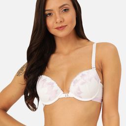MAKCLAN White & Purple Lace Underwired Lightly Padded Plunge Bra K23025BE-image-49