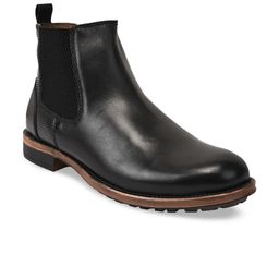 Teakwood Leathers Men Black Perforations Leather Flat Boots-image-26