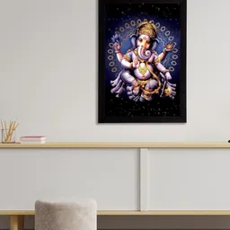 eCraftIndia Black & Navy Blue Lord Ganesha Satin Matt Textured UV Wall Art-image-87