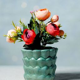 Unravel India Green Ceramic Bucket Table-Top Planter-34