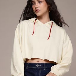 The Roadster Lifestyle Co. Women Hooded Crop Sweatshirt-picture-30