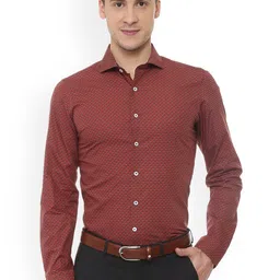SIMON CARTER LONDON Men Maroon Slim Fit Printed Formal Shirt-image-61