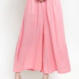 Sera Women Pink Wide Leg Solid Palazzos-image-12