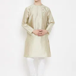 even Men Cream-Coloured Woven Design Straight Kurta-17