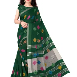 KALINI Green & White Bandhani Saree-image-61
