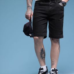 HERE&NOW Men Checked Straight Fit Denim Shorts-picture-50