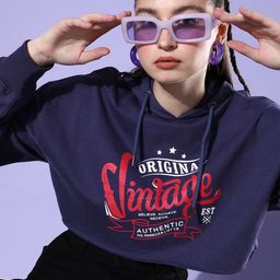 The Roadster Life Co. Printed Winter Discotheque-Very Varsity Crop Hooded Sweatshirt-image-30