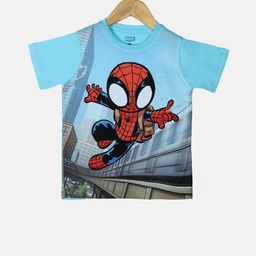 YK Marvel Boys Blue Avengers Spiderman Print Round Neck T-shirt-image-28
